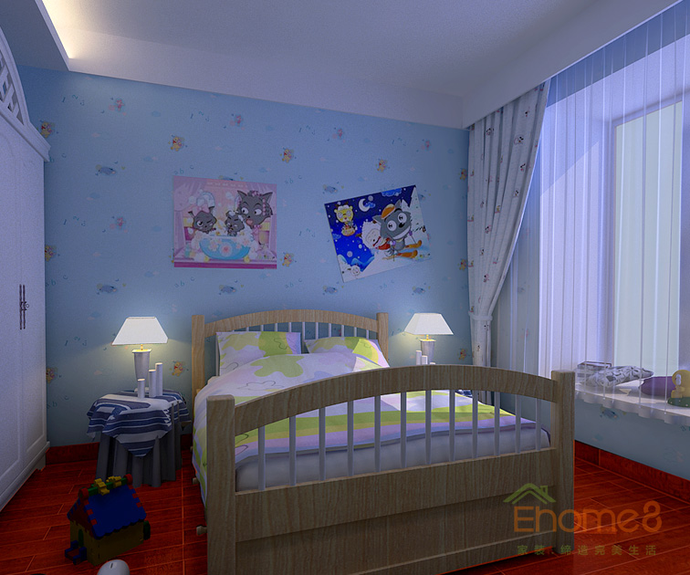淡雅卡通兒童房裝修效果圖