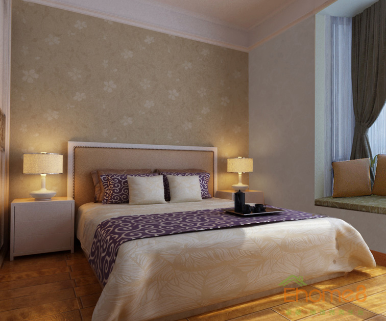 67㎡兩房一廳法式風格主臥裝修效果圖1