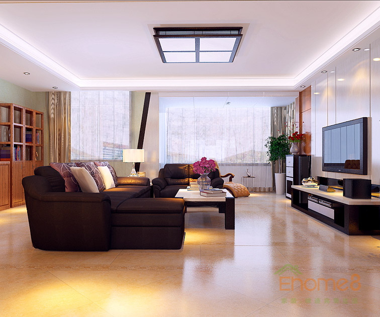 119㎡三房一廳中式風(fēng)格客廳裝修效果圖541