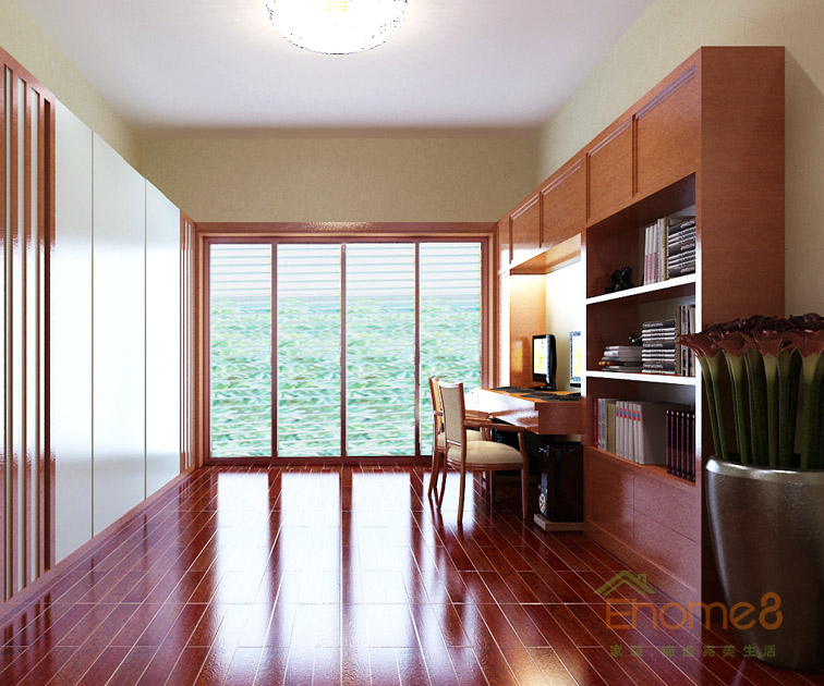 119㎡三房一廳中式風(fēng)格書房裝修效果圖