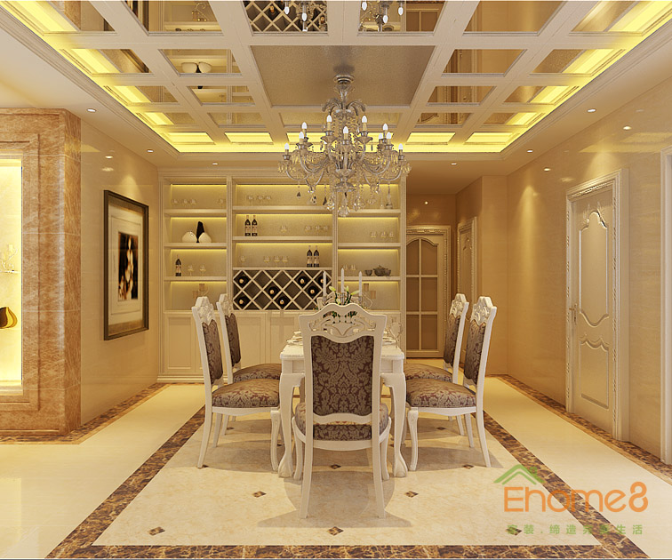 72㎡兩房一廳歐洲風(fēng)格餐廳裝修效果圖6451