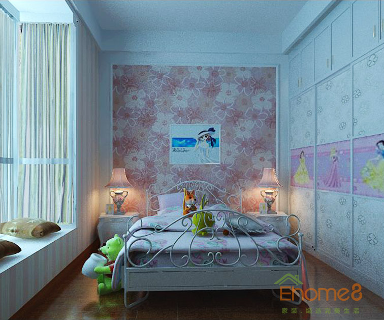 82㎡兩房一廳歐式風格小孩房裝修效果圖